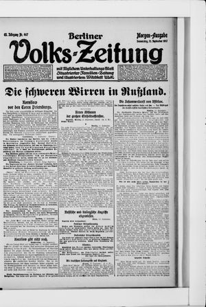 Berliner Volkszeitung on Sep 13, 1917