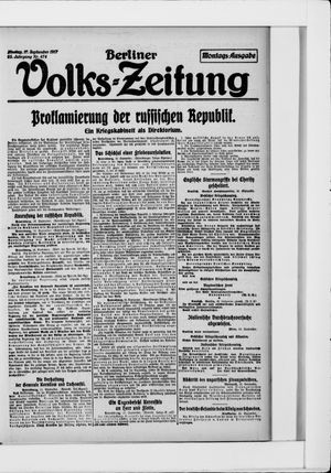 Berliner Volkszeitung vom 17.09.1917
