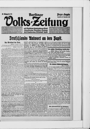 Berliner Volkszeitung vom 22.09.1917