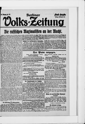 Berliner Volkszeitung on Nov 9, 1917