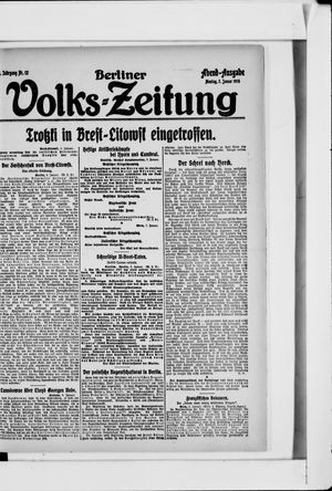 Berliner Volkszeitung vom 07.01.1918