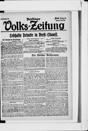 Berliner Volkszeitung on Jan 14, 1918