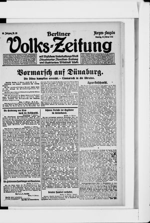 Berliner Volkszeitung vom 19.02.1918
