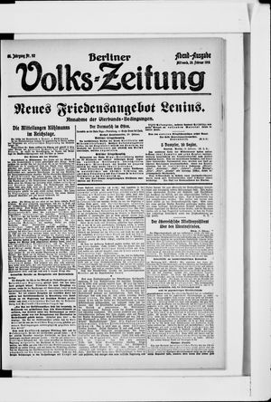 Berliner Volkszeitung vom 20.02.1918