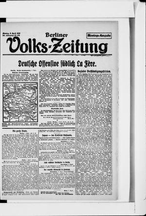 Berliner Volks-Zeitung vom 08.04.1918