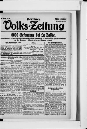 Berliner Volkszeitung on Apr 10, 1918