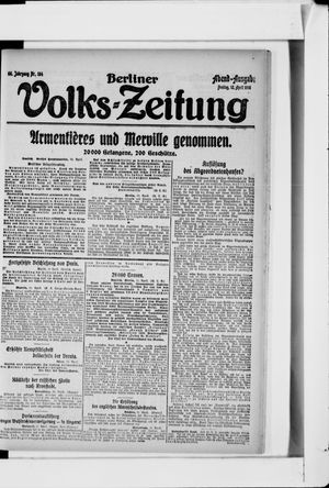 Berliner Volkszeitung on Apr 12, 1918