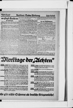 Berliner Volkszeitung on Apr 14, 1918
