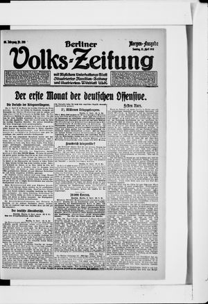 Berliner Volkszeitung on Apr 21, 1918