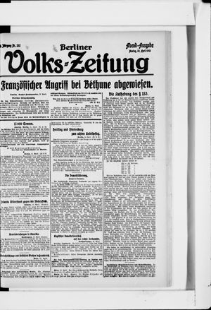 Berliner Volkszeitung vom 22.04.1918
