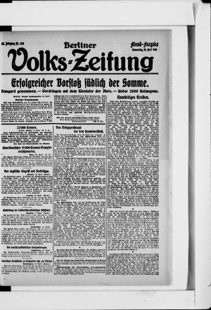 Berliner Volkszeitung vom 25.04.1918