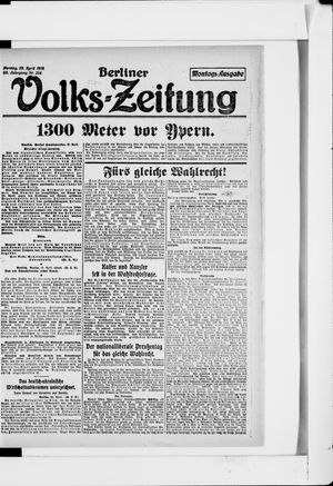 Berliner Volkszeitung vom 29.04.1918