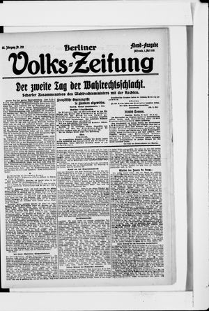 Berliner Volkszeitung vom 01.05.1918