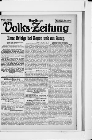 Berliner Volkszeitung vom 03.06.1918
