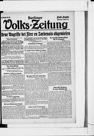 Berliner Volkszeitung vom 01.08.1918