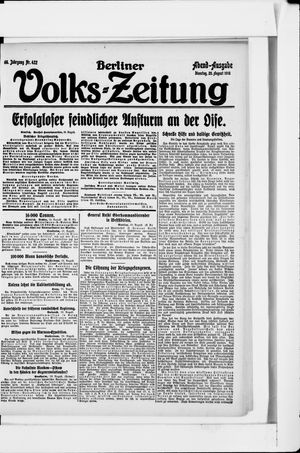 Berliner Volkszeitung vom 20.08.1918