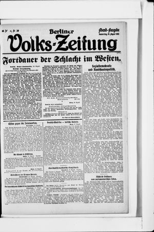 Berliner Volkszeitung vom 29.08.1918