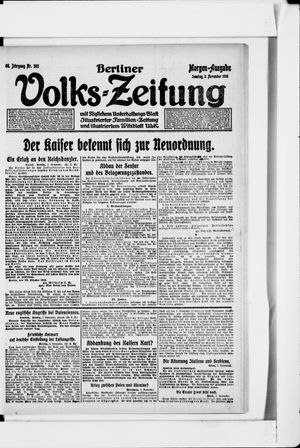 Berliner Volkszeitung vom 03.11.1918