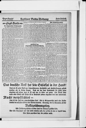 Berliner Volkszeitung vom 03.11.1918