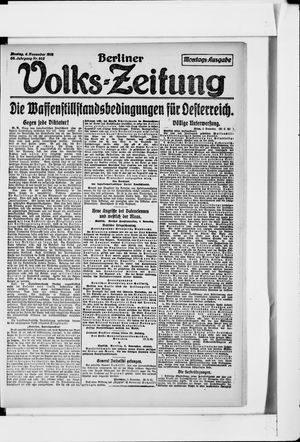 Berliner Volkszeitung vom 04.11.1918