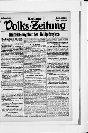 Berliner Volkszeitung on Nov 8, 1918