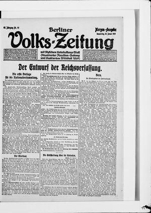 Berliner Volkszeitung on Jan 30, 1919