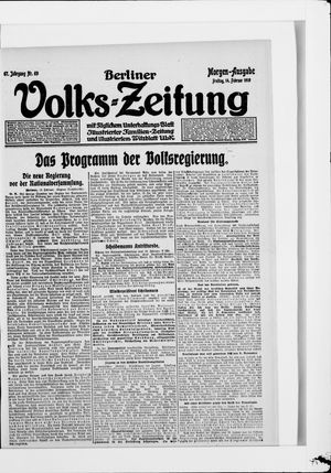 Berliner Volkszeitung on Feb 14, 1919