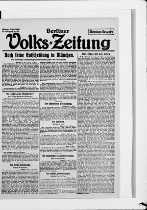 Berliner Volkszeitung vom 07.04.1919