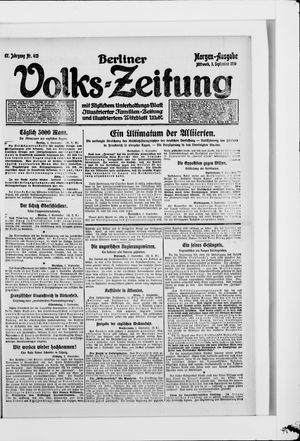 Berliner Volkszeitung vom 03.09.1919