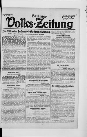 Berliner Volkszeitung vom 16.01.1920