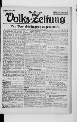Berliner Volkszeitung vom 19.01.1920