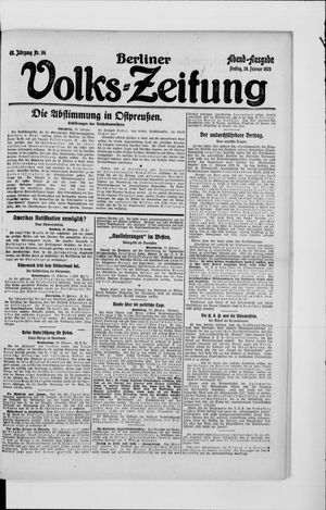 Berliner Volkszeitung vom 20.02.1920