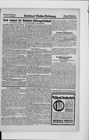 Berliner Volkszeitung vom 21.02.1920