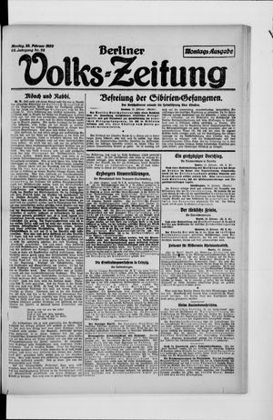Berliner Volkszeitung on Feb 23, 1920