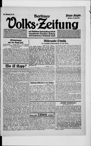 Berliner Volkszeitung on Apr 14, 1920