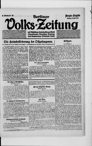 Berliner Volkszeitung on Apr 20, 1920