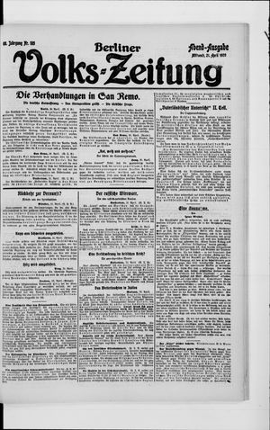 Berliner Volkszeitung on Apr 21, 1920