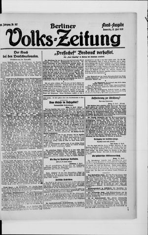 Berliner Volkszeitung on Apr 22, 1920