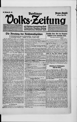 Berliner Volkszeitung on Apr 23, 1920