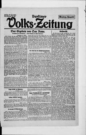 Berliner Volkszeitung on Apr 26, 1920