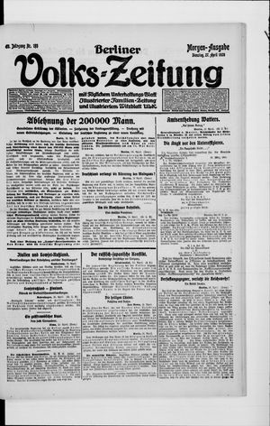 Berliner Volkszeitung vom 27.04.1920