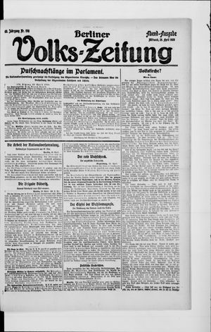 Berliner Volkszeitung on Apr 28, 1920