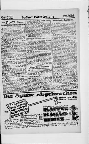 Berliner Volkszeitung on Jun 25, 1920
