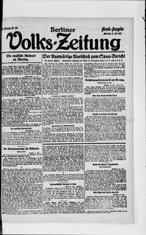 Berliner Volkszeitung vom 21.07.1920