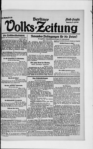 Berliner Volkszeitung vom 29.07.1920