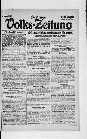 Berliner Volkszeitung on Aug 10, 1920