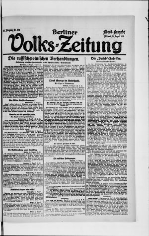 Berliner Volkszeitung vom 11.08.1920