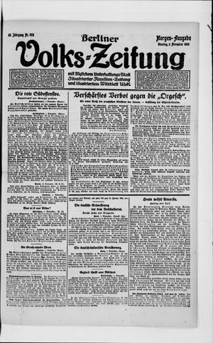 Berliner Volkszeitung on Nov 2, 1920