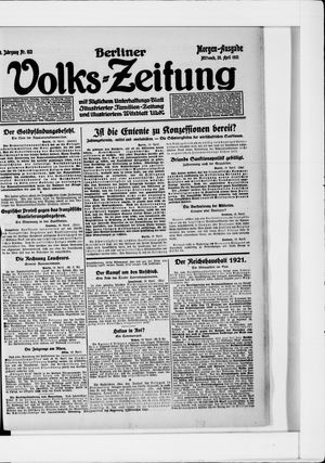 Berliner Volkszeitung vom 20.04.1921