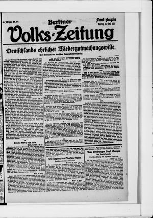 Berliner Volkszeitung on Apr 26, 1921